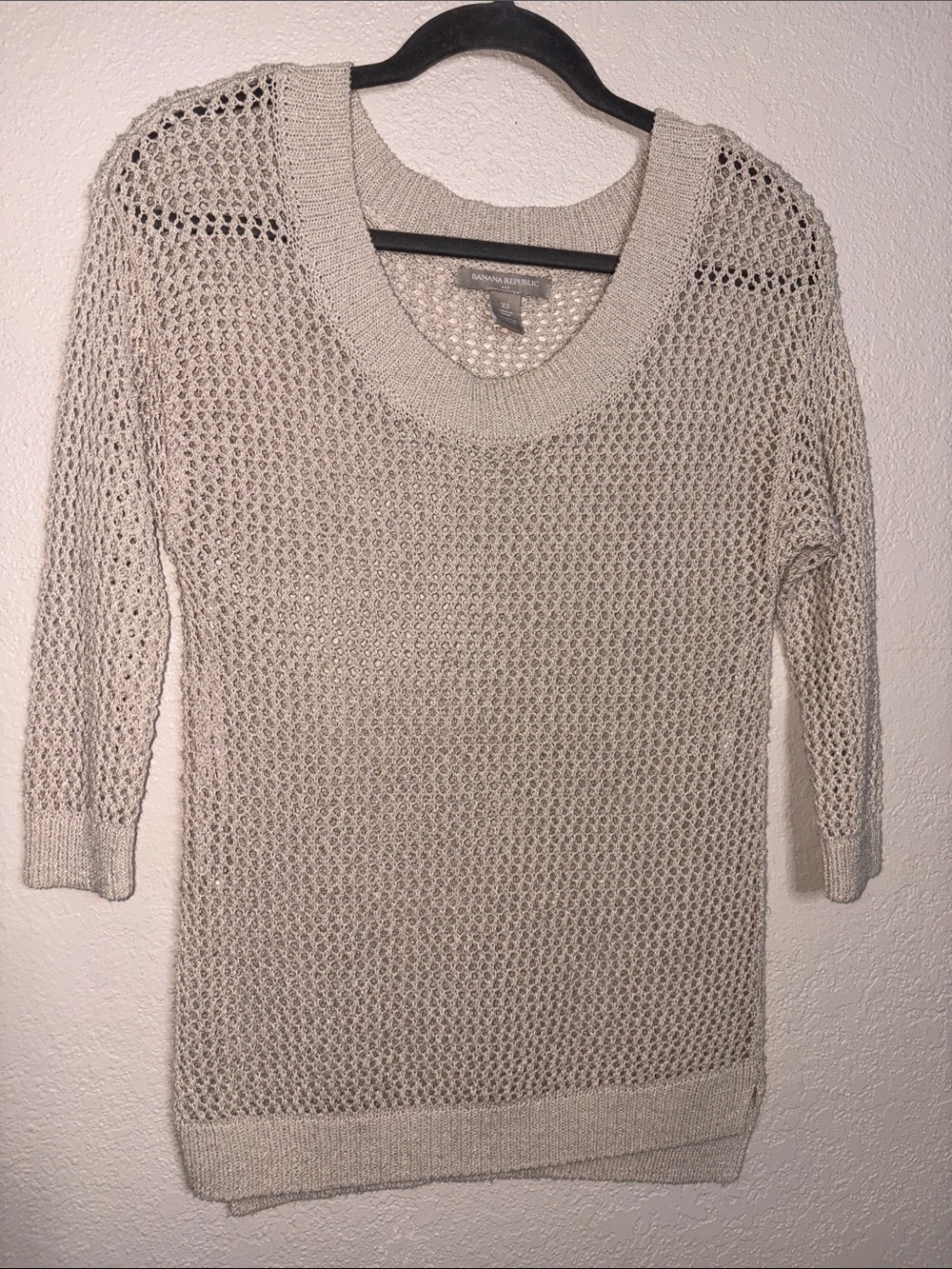 Banana Republic open knit cotton sweater cream XS